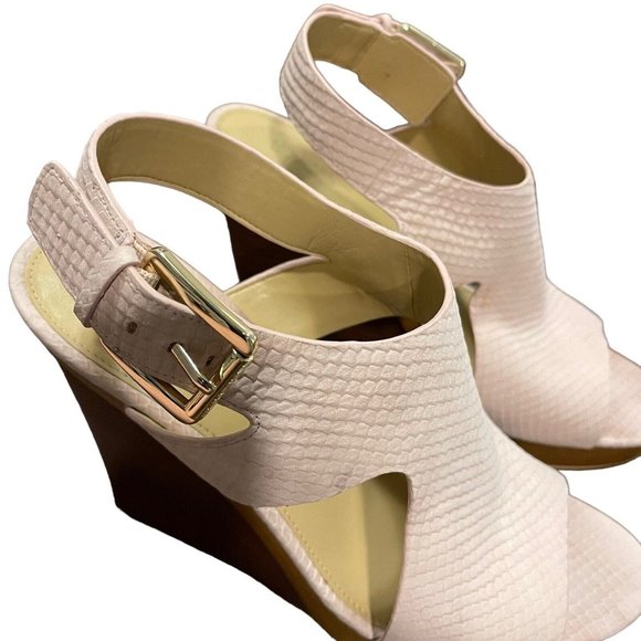 Michael Kors Josephine Wedge Soft Pink Leather Platform Sandals Womens 11M w/Box - Picture 11 of 12